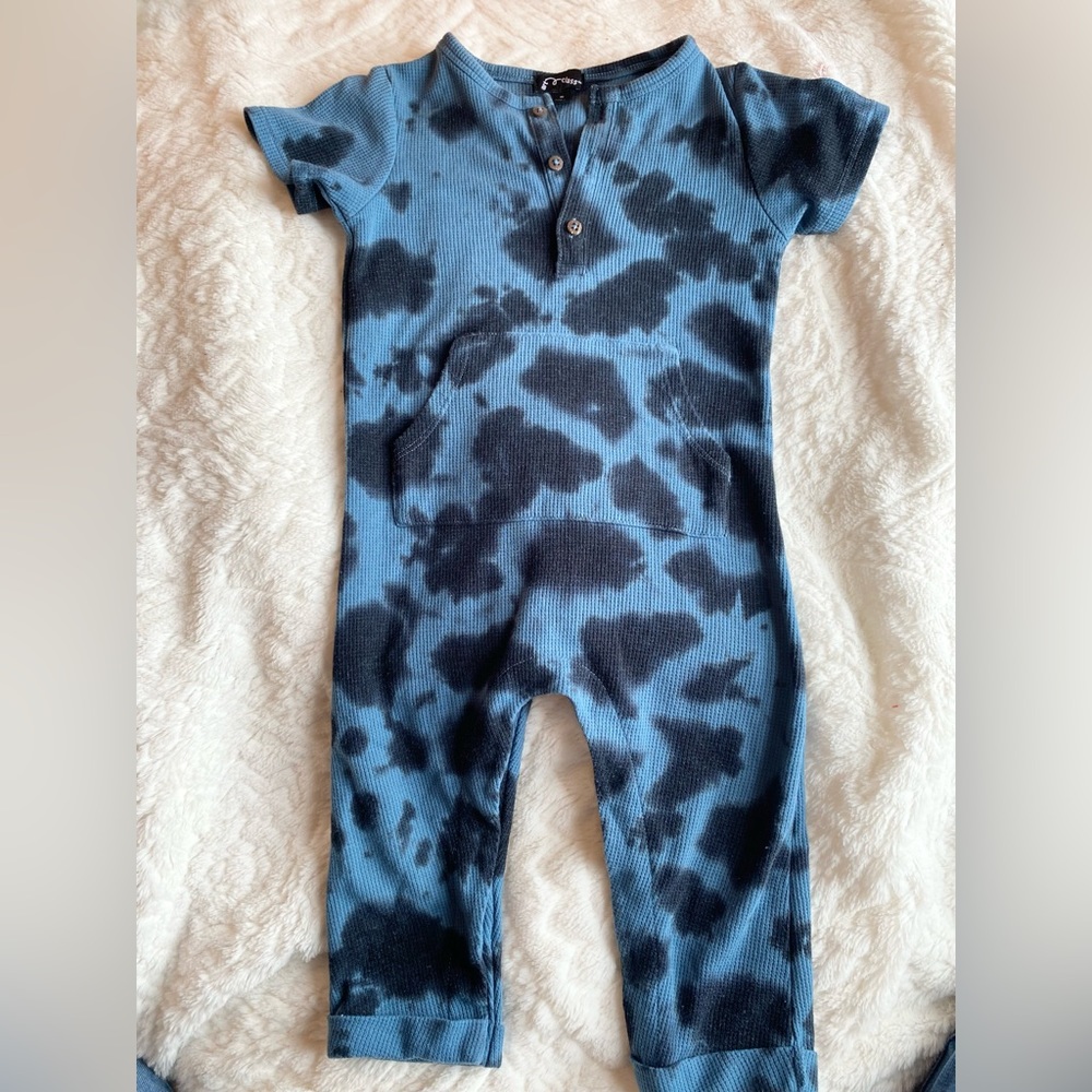 2T Art Class Shades of Blue Tie Dye Pants Romper